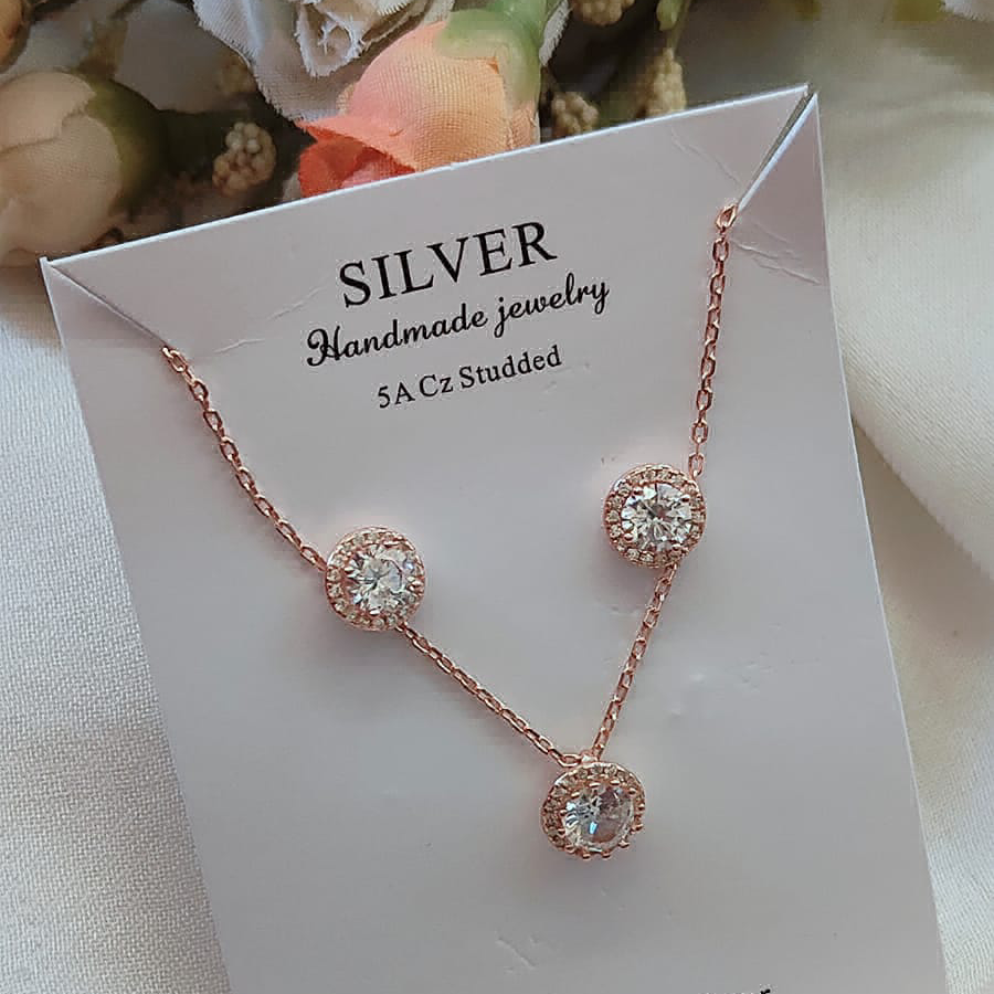 Big CZ Round PEndant Set
